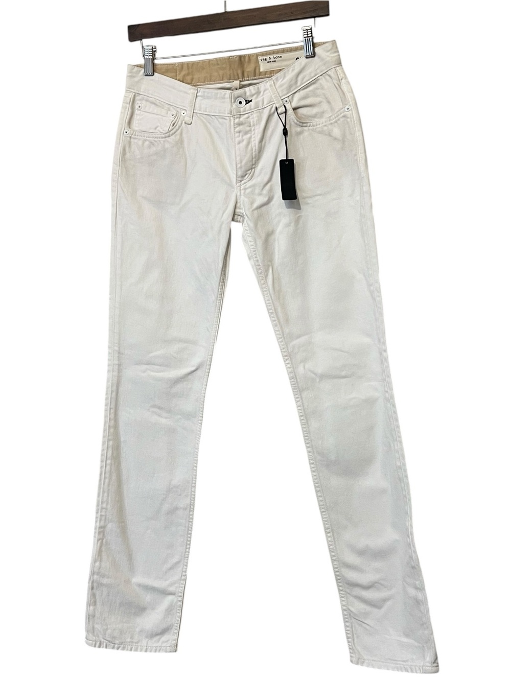 Rag & Bone New York Piper, Low-Rise Straight Leg, What/Tan Wash, Size 25